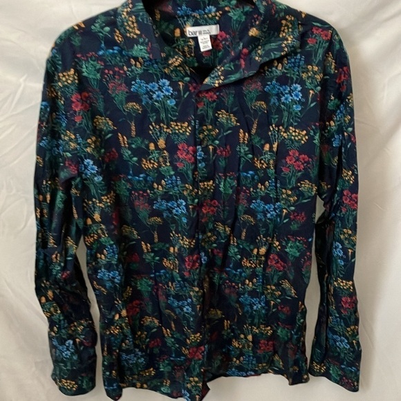 Bar III: slim fit stretch Blue long sleeve button down with floral pattern- L - Picture 8 of 16